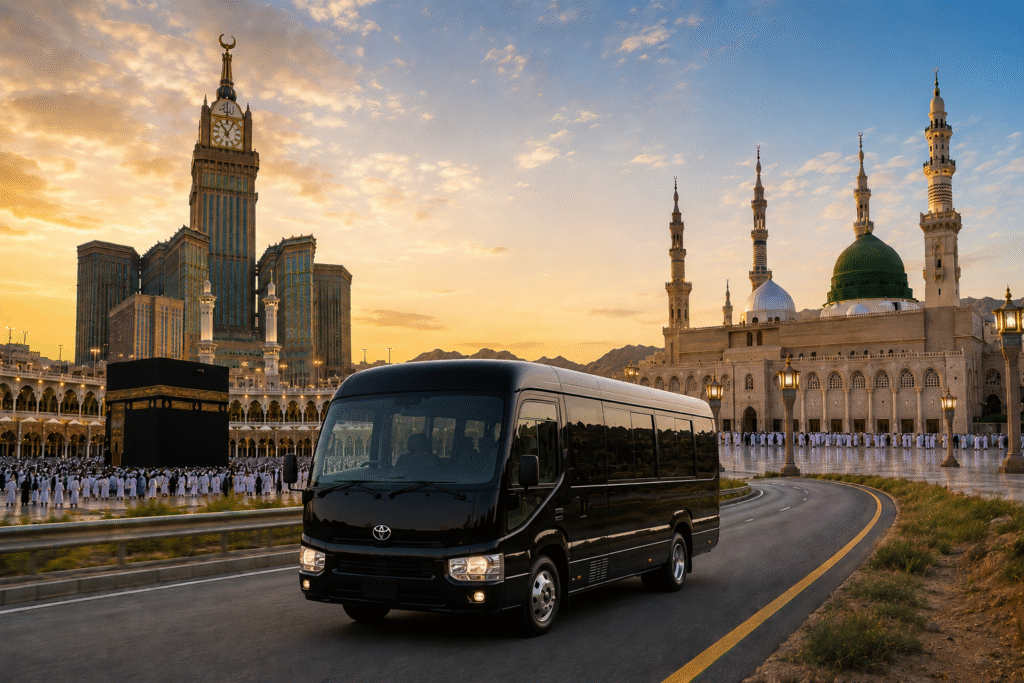 makkah to madinah coaster for umrah groups